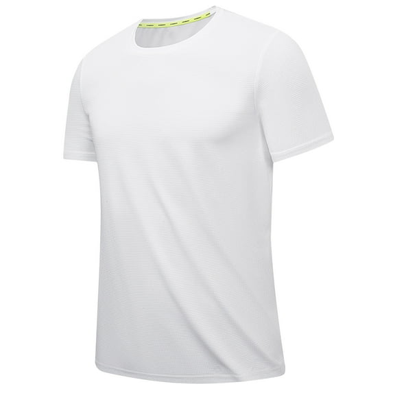 ZCFZJW Men's Mesh Quick-Dry Short Sleeve Workout Shirt Casual Summer Short Sleeve Solid Color Pola Tshirt Slim Fit Lapel Stretch T-Shirt Tops White XXL