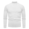thumbnail image 1 of ZCFZJW Men's Mock Turtleneck Sweaters Trendy Slim Fit Basic Solid Color Long Sleeve Soft Lightweight Casual Pullover Stretch Knit Tops White XL, 1 of 6