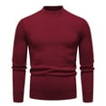 thumbnail image 1 of ZCFZJW Men's Mock Turtleneck Sweaters Trendy Slim Fit Basic Solid Color Long Sleeve Soft Lightweight Casual Pullover Stretch Knit Tops Wine XXXXL, 1 of 6
