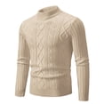 thumbnail image 1 of ZCFZJW Men's Mock Turtleneck Twist Knitted Long Sleeve Turtle Neck Shirts Lightweight Undershirt Thermal Pullover Sweater Tops Khaki XXXL, 1 of 2