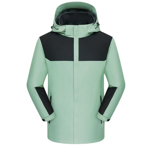 ZCFZJW Men's Mountain Ski Jacket 3 in 1 Waterproof Winter Jacket Warm Snow Jacket Casual Long Sleeve Color Patchwork Hooded Rain Coat Windproof Winter Coat Green XXL