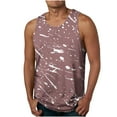 thumbnail image 1 of ZCFZJW Men's Muscle Shirts Sleeveless Gym Workout Tank Top 3D Tie Dye Print Summer Round Neck Cami Vest Loose Regular Fit Athletic T-Shirts Pink XL, 1 of 5