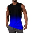 thumbnail image 1 of ZCFZJW Men's Muscle Tank Tops Quick Dry Tie Dye Gradient Print Summer Workout Gym Tanks Casual Sleeveless Beach Holiday Vacation T Shirts Blue XXL, 1 of 4