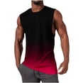 thumbnail image 1 of ZCFZJW Men's Muscle Tank Tops Quick Dry Tie Dye Gradient Print Summer Workout Gym Tanks Casual Sleeveless Beach Holiday Vacation T Shirts Red XL, 1 of 4