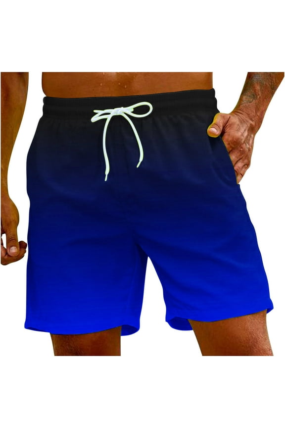 Men's Novelty Beach Hawaiian Shorts Tie Dye Gradient Print Quick Dry Swimwear Holiday Party Sports Running Swim Board Shorts Bathing Suits with Pockets Blue XXXXL