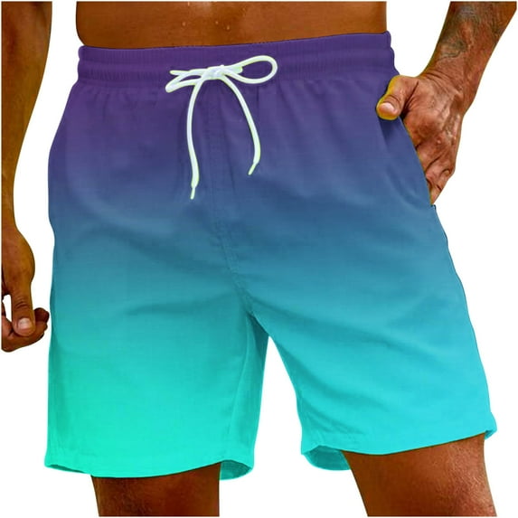 ZCFZJW Men's Novelty Swim Trunks Lightweight Quick Dry Tie Dye Gradient Print Casual Big and Tall Regular Fit Drawstring Beach Board Shorts with Pockets Multicolor#07 XXXL