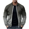 thumbnail image 1 of ZCFZJW Men's Ombre Bomber Jacket Lightweight Fall Jacket Full Zip Light Windbreaker Casual Tie Dye Gradient Print Long Sleeve Stylish Golf Jackets Gray M, 1 of 5