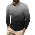 thumbnail image 1 of ZCFZJW Men's Ombre Polo Shirts Zip Slim Fit Polo T Shirt for Men Tie Dye Gradient Print Long Sleeve Casual Lapel Collar V Neck Golf Shirt Dark Gray M, 1 of 5