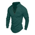 thumbnail image 1 of ZCFZJW Men's Outdoor Henley Shirts Stand Collar Ruched Pleated Long Sleeve 1/4 Zip up Athletic T-Shirts Muscle Fit Quick-Dry Stretch Tops Casual Sports Gym Tees Shirt Army Green XXXL, 1 of 8