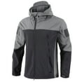 thumbnail image 1 of ZCFZJW Men's Outdoor Waterproof Soft Shell Hooded Jacket with Multi-Pockets Lightweight Color Block Long Sleeve Raincoat Windbreaker for Cycling Golf Travel Gray L, 1 of 3