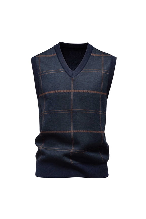 Men's Plaid Sweater Vest Casual Sleeveless V Neck Knit Vest Top Business Tank Top Fall Winter Fashion Office Knitted Sweater Army Green L