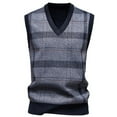 thumbnail image 1 of ZCFZJW Men's Plaid Sweater Vest Casual Sleeveless V Neck Knit Vest Top Business Tank Top Fall Winter Fashion Office Knitted Sweater Gray#01 XXL, 1 of 9