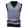 thumbnail image 1 of ZCFZJW Men's Plaid Sweater Vest Casual Sleeveless V Neck Knit Vest Top Business Tank Top Fall Winter Fashion Office Knitted Sweater Gray#03 L, 1 of 10
