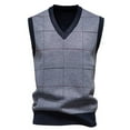 thumbnail image 1 of ZCFZJW Men's Plaid Sweater Vest Casual Sleeveless V Neck Knit Vest Top Business Tank Top Fall Winter Fashion Office Knitted Sweater Silver L, 1 of 6