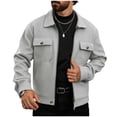 thumbnail image 1 of ZCFZJW Men's Polar Fleece Shacket Lightweight Full Zip up Long Sleeve Casual Work Shirt Lapel Collared Outwear Jacket with Pockets Gray XL, 1 of 7