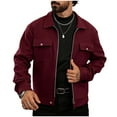 thumbnail image 1 of ZCFZJW Men's Polar Fleece Shacket Lightweight Full Zip up Long Sleeve Casual Work Shirt Lapel Collared Outwear Jacket with Pockets Wine S, 1 of 8