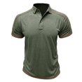 thumbnail image 1 of ZCFZJW Men's Polo Henley Shirt Moisture Wicking Quick Dry Summer Casual Striped Patchwork Short Sleeve Golf Polo T Shirts Tops Green S, 1 of 5