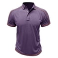 thumbnail image 1 of ZCFZJW Men's Polo Henley Shirt Moisture Wicking Quick Dry Summer Casual Striped Patchwork Short Sleeve Golf Polo T Shirts Tops Purple S, 1 of 5