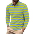 thumbnail image 1 of ZCFZJW Men's Polo Shirt Casual Striped Print Long Sleeve 1/4 Zip up Lightweight Classic Fashion Lapel Collar Big and Tall Golf Sport Shirt Green XXXXXL, 1 of 5
