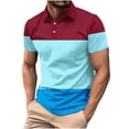 thumbnail image 1 of ZCFZJW Men's Polo Shirts 2024 Short Sleeve Casual 1/4 Button up Polo T Shirt Color Block Slim Fit Golf Shirts Trendy Athletic Workout T-Shirts Tops Light Blue XXL, 1 of 5