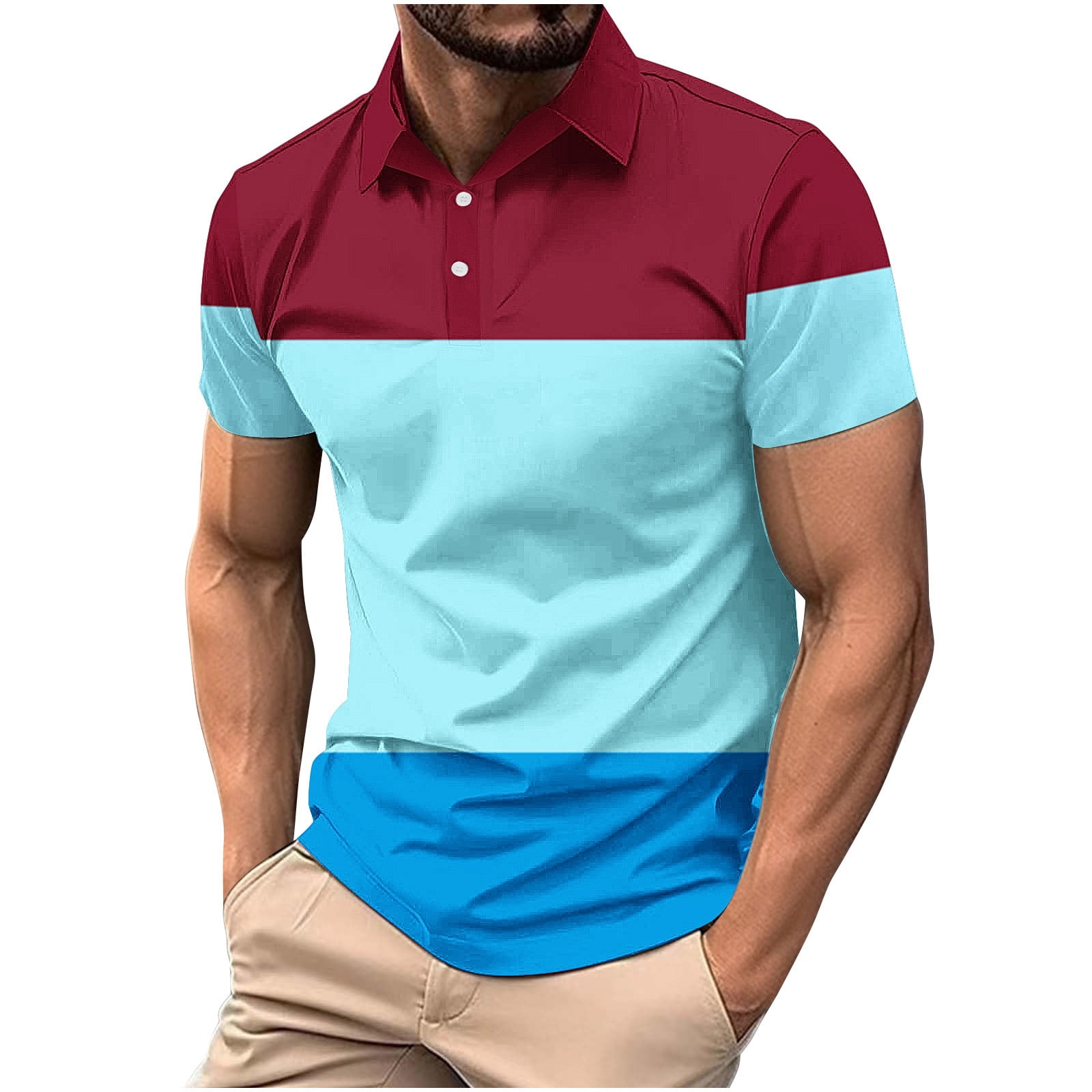 ZCFZJW Men's Polo Shirts 2024 Short Sleeve Casual 1/4 Button