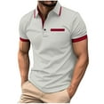 thumbnail image 1 of ZCFZJW Men's Polo Shirts Short Sleeve Casual Striped Color Block Print 1/4 Button up Lightweight Golf Shirts Trendy Athletic Workout T-Shirts Tops with Pocket Gray XL, 1 of 6