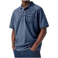 thumbnail image 1 of ZCFZJW Men's Polo Shirts Short Sleeve Distressed Washed Cotton T-Shirts Button Casual Summer Solid Basic Workout Tee Shirt Tops Navy XXXL, 1 of 6
