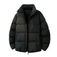 thumbnail image 1 of ZCFZJW Men's Puffer Jacket Thickened Winter Coat Warm Stand Collar Color Block Zip Up Long Sleeve Thermal Jacket Ski Bubble Coat with Pockets Black S, 1 of 9