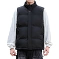thumbnail image 1 of ZCFZJW Men's Puffer Vest Lightweight Water-Resistan Warm Outerwear Big and Tall Regular Fit Full Zip up Winter Thicken Stand Collar Sleeveless Jacket with Pockets Black XXXL, 1 of 6