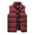 thumbnail image 1 of ZCFZJW Men's Puffer Vest Quilted Sleeveless Full Zip up Jacket Winter Outdoor Warm Lightweight Water-Resistant Outerwear Tops Red XL, 1 of 4