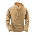 thumbnail image 1 of ZCFZJW Men's Pullover Shirts 1/4 Zip up Stand Collar Fleece Sweatshirts Color Block Long Sleeve Mid-Weight Running Athletic Workout Coat Khaki XL, 1 of 8
