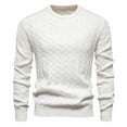 thumbnail image 1 of ZCFZJW Men's Pullover Sweater Lightweight Fall Crewneck Cable Knit Long Sleeve Sweater Classic Soft Knitted Sweaters with Ribbing Edge White XXL, 1 of 4