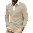 thumbnail image 1 of ZCFZJW Men's Quarter Zip Up Pullover Trendy Slim Fit Lapel Collar V Neck Long Sleeve Sweaters Casual Polo Sweatshirt Fashion Golf Ball Shirt Tops with Pockets Khaki L, 1 of 6