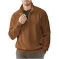 thumbnail image 1 of ZCFZJW Men's Quarter Zip Stand Collar Pullover Sweatshirt Casual Long Sleeve Solid Color Geometric Texture Pullover Knit Sweater Tops Brown XXXL, 1 of 8