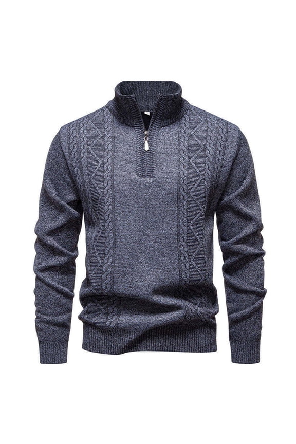 Men's Quarter Zip Sweater Mock Neck Long Sleeve Pullover Lightweight Cozy Cable Knit Jumper Sweater Classic Casual Fisherman Sweaters Gray XXL