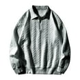 thumbnail image 1 of ZCFZJW Men's Quarter Zip Up Cable Knit Sweaters Slim Fit Lightweight Lapel Collar V Neck Pullover Casual Solid Color Polo Sweaters Gray L, 1 of 7