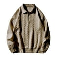 thumbnail image 1 of ZCFZJW Men's Quarter Zip Up Cable Knit Sweaters Slim Fit Lightweight Lapel Collar V Neck Pullover Casual Solid Color Polo Sweaters Khaki XXL, 1 of 7