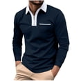 thumbnail image 1 of ZCFZJW Men's Quarter Zip Up Pullover Trendy Slim Fit Lapel Collar V Neck Long Sleeve Sweaters Casual Polo Sweatshirt Fashion Golf Ball Shirt Tops with Pockets Navy XXL, 1 of 6