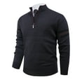 thumbnail image 1 of ZCFZJW Men's Quarter Zip Up Sweater Cable Knit Pullovers Soft Turtleneck Business Casual Work Long Sleeve Pullover Sweater Tops Black L, 1 of 7