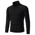 thumbnail image 1 of ZCFZJW Men's Quarter Zip Up Sweaters Mock Neck Polo Sweater Slim Fit Pullover Sweater Casual Solid Color Long Sleeve Lightweight Thin Jacket Black XL, 1 of 7