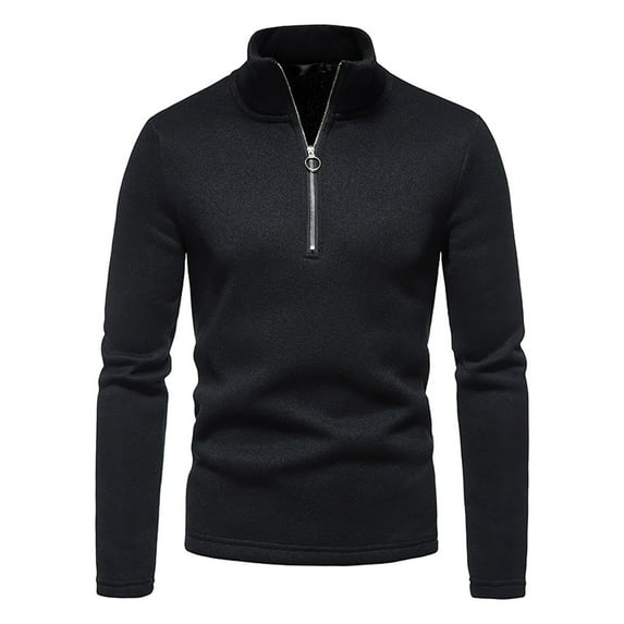 ZCFZJW Men's Quick Dry Active Quarter Zip Long Sleeve Athletic Performance Pullover Sweaters Lightweight Mock Neck Comfort Golf Running Sweatshirts Black XL