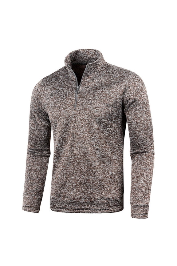 Men's Quick Dry Active Quarter Zip Long Sleeve Athletic Performance Pullover Sweaters Lightweight Mock Neck Comfort Golf Running Sweatshirts Coffee XXXL