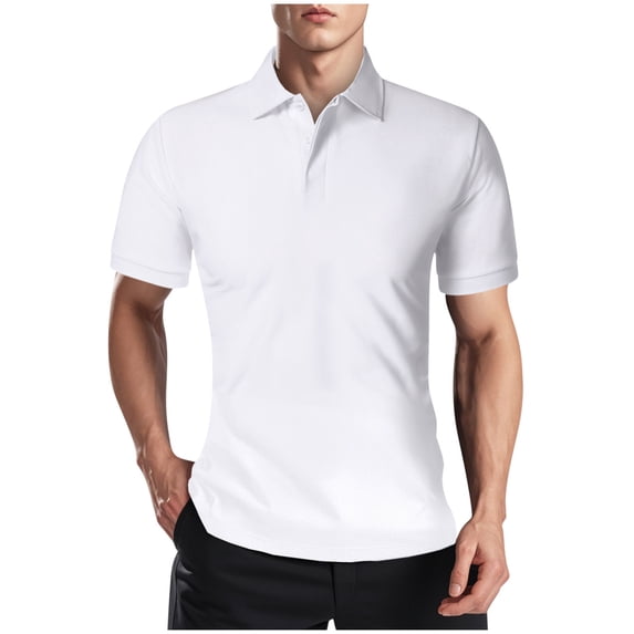 ZCFZJW Men's Quick-Dry Active Shirts Short Sleeve Performance for Golf Tennis Daily Casual Collared T-Shirt Lightweight Comfy Pullover Tops White XXL