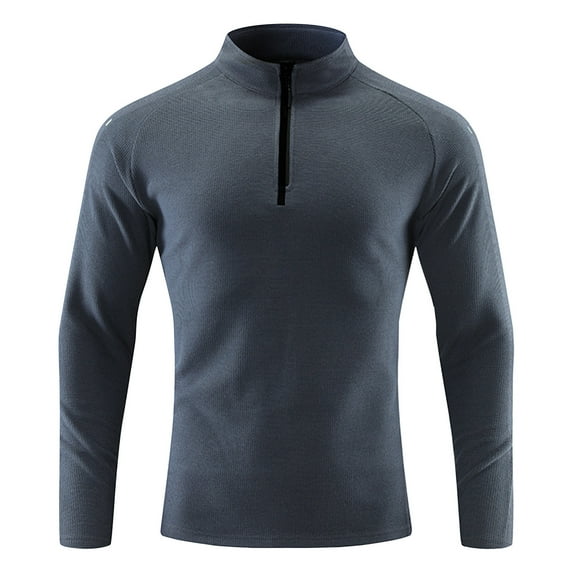 ZCFZJW Men's Quick-Dry Active Sports Shirts Lightweight Casual Quarter Zip Long Sleeve Running Pullover Tops Outdoor Sweatshirt Navy XXXXL
