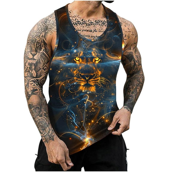 ZCFZJW Men's Quick Dry Sport Tank Top for Bodybuilding Gym Athletic Jogging Running,Cute 3D Animal Print Fitness Training Workout Sleeveless Shirts Multicolor#04 S