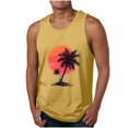 thumbnail image 1 of ZCFZJW Men's Quick Dry Sports Tank Tops Athletic Gym Bodybuilding Fitness Sleeveless Tropical Palm Tree Print Shirts for Beach Running Workout Yellow XL, 1 of 5