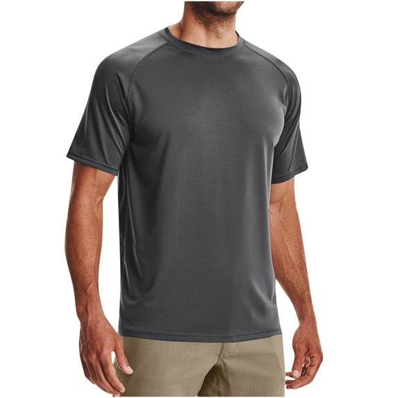 ZCFZJW Men's Quick Dry Workout Shirts Moisture Wicking Running Athletic Performance T-Shirts Trendy Solid Color Basic Top Tee Dark Gray XL