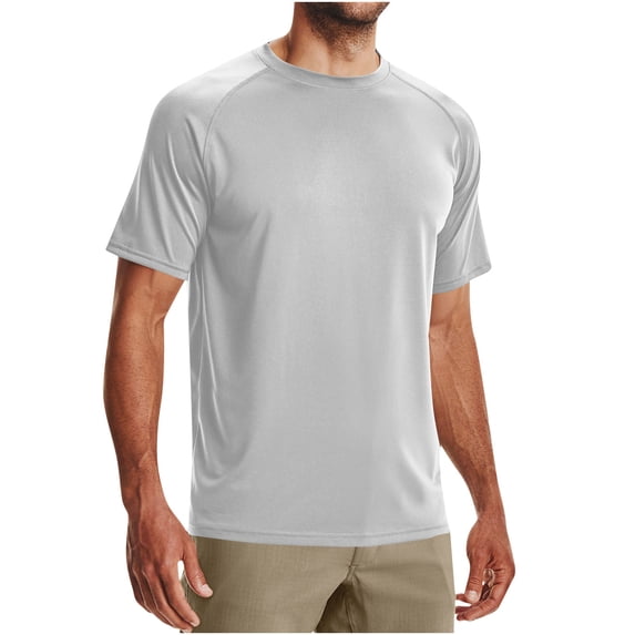 ZCFZJW Men's Quick Dry Workout Shirts Moisture Wicking Running Athletic Performance T-Shirts Trendy Solid Color Basic Top Tee Gray M