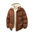 thumbnail image 1 of ZCFZJW Men's Quilted Puffer Jacket Full Zip up Long Sleeve Drawstring Hooded Outwear Winter Jacket Plush Thick Warm Hoodie Outwear Down Coat with Pockets Coffee XXXXL, 1 of 6