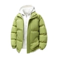 thumbnail image 1 of ZCFZJW Men's Quilted Puffer Jacket Full Zip up Long Sleeve Drawstring Hooded Outwear Winter Jacket Plush Thick Warm Hoodie Outwear Down Coat with Pockets Green XL, 1 of 6